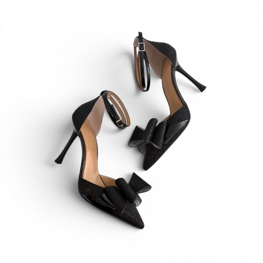 I.N.C. International Concepts Saorif Bow Ankle-Strap Black Heels, New! Size 10M